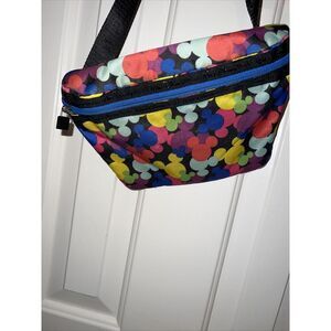 Disneyland Mickey Mouse Head Rainbow‎ Print Fanny Waist Pack Disney Parks